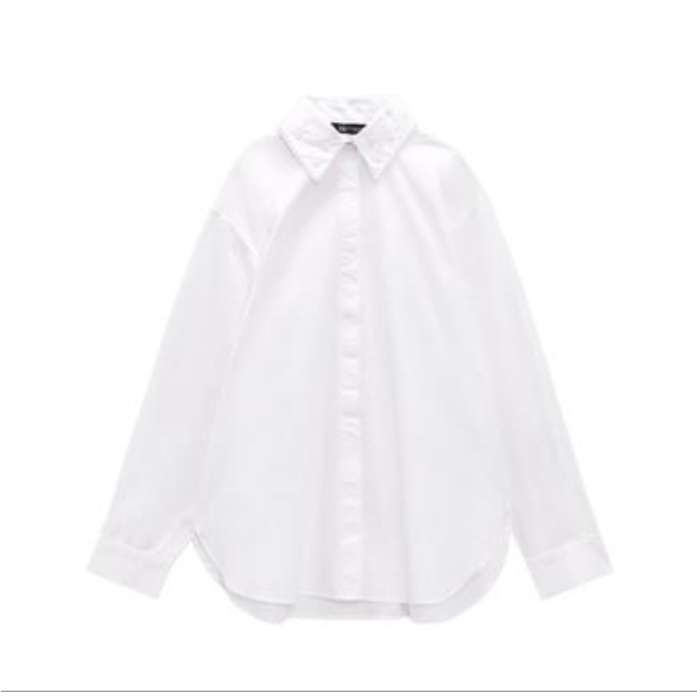 Zara  Poplin Shirt with Pearl collar
